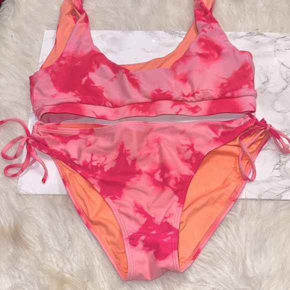 H2HO women’s Pink and Orange bikini Swim Set size XLarge - Picture 1 of 4